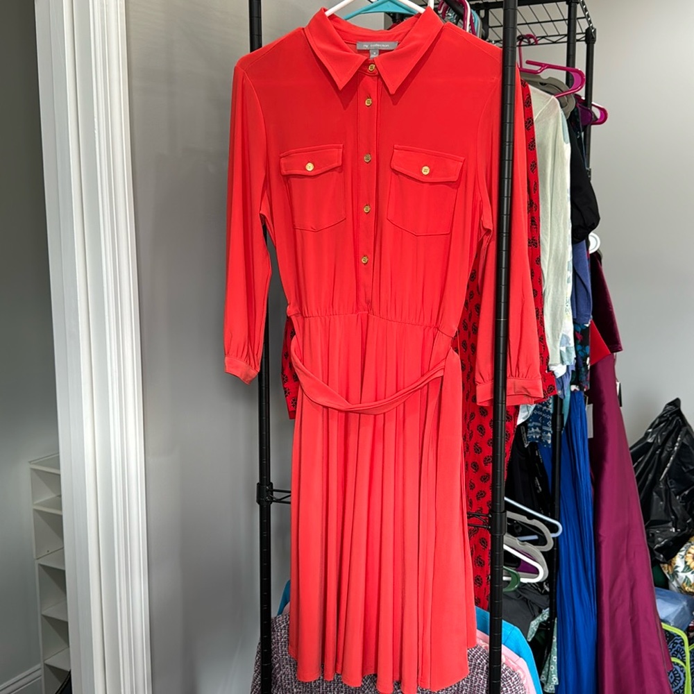 NY Collection Orange Midi Dress